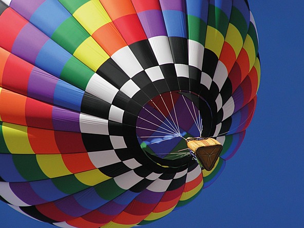 Hot air balloon on blue background